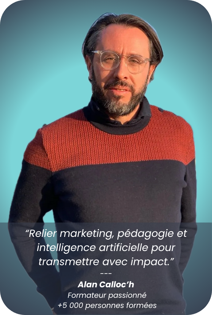 Enchanté, moi c’est Alan. Formateur passionné, j’ai accompagné plus de 5000 pros du digital. Aujourd’hui, je vous aide à transmettre à votre tour. (9)-modified